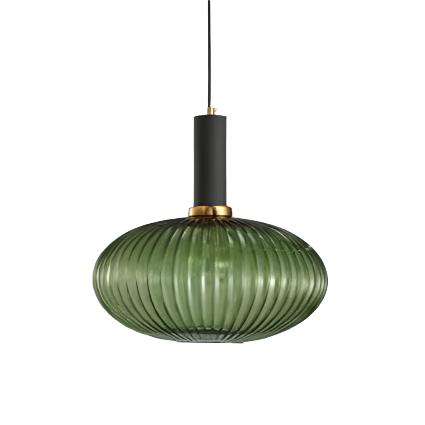 Glas Hanglamp Met Geribbelde Kap En Strakke Buisfitting Voor Zachte Ruimteverlichting