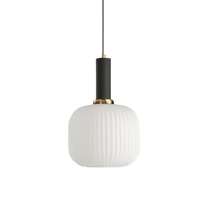 Glas Hanglamp Met Geribbelde Kap En Strakke Buisfitting Voor Zachte Ruimteverlichting