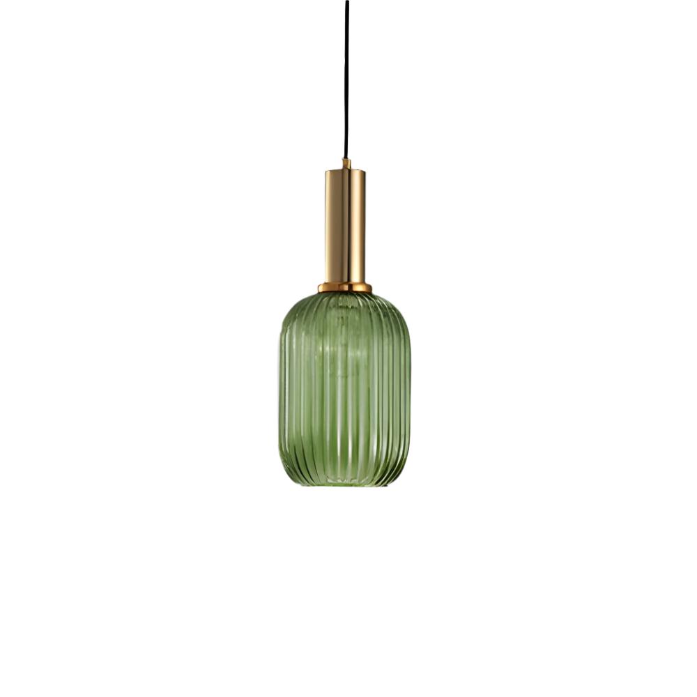 Glas Hanglamp Met Geribbelde Kap En Strakke Buisfitting Voor Zachte Ruimteverlichting