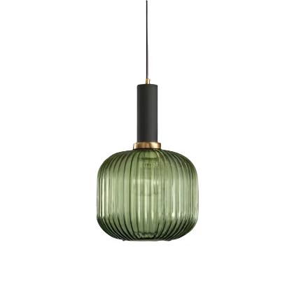 Glas Hanglamp Met Geribbelde Kap En Strakke Buisfitting Voor Zachte Ruimteverlichting
