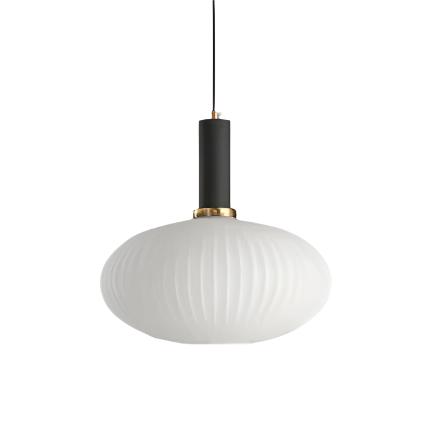 Glas Hanglamp Met Geribbelde Kap En Strakke Buisfitting Voor Zachte Ruimteverlichting