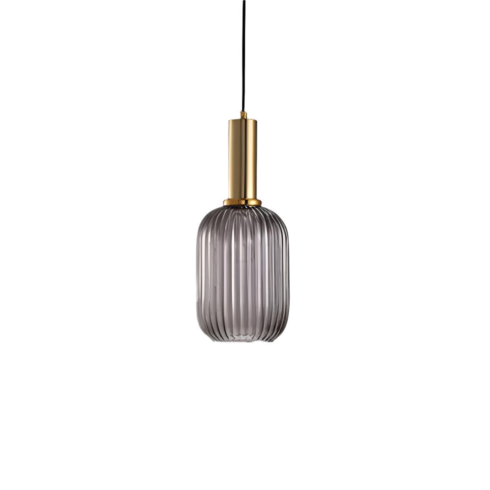 Glas Hanglamp Met Geribbelde Kap En Strakke Buisfitting Voor Zachte Ruimteverlichting