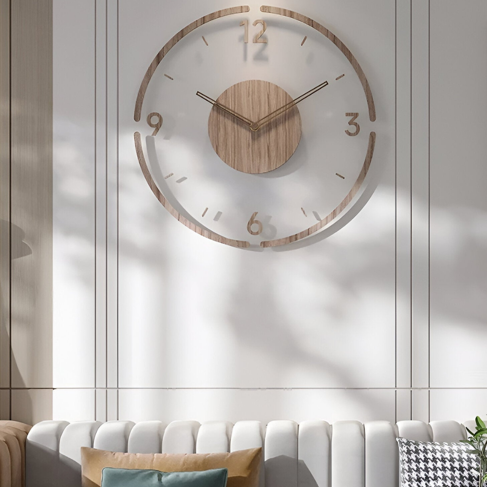 Houten Wandklok met Stil Uurwerk voor Moderne Interieurs