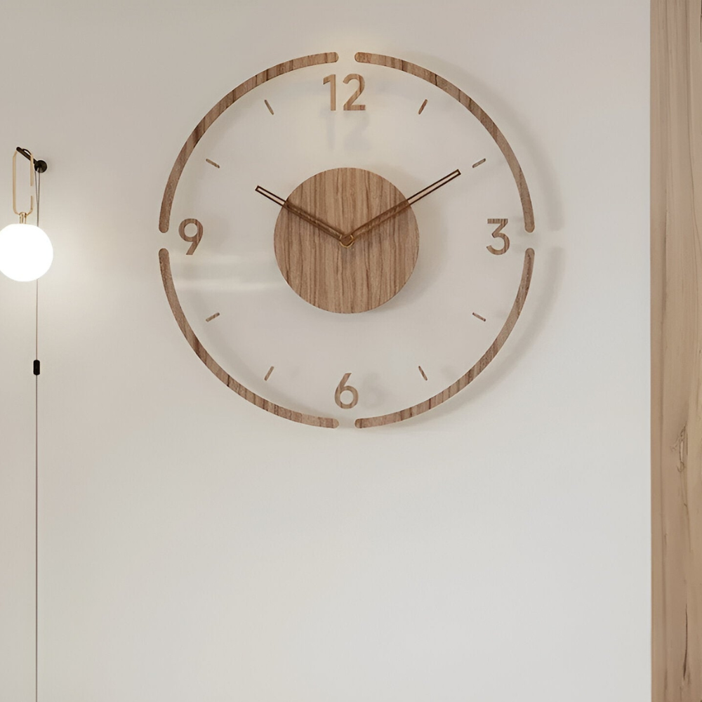 Houten Wandklok met Stil Uurwerk voor Moderne Interieurs