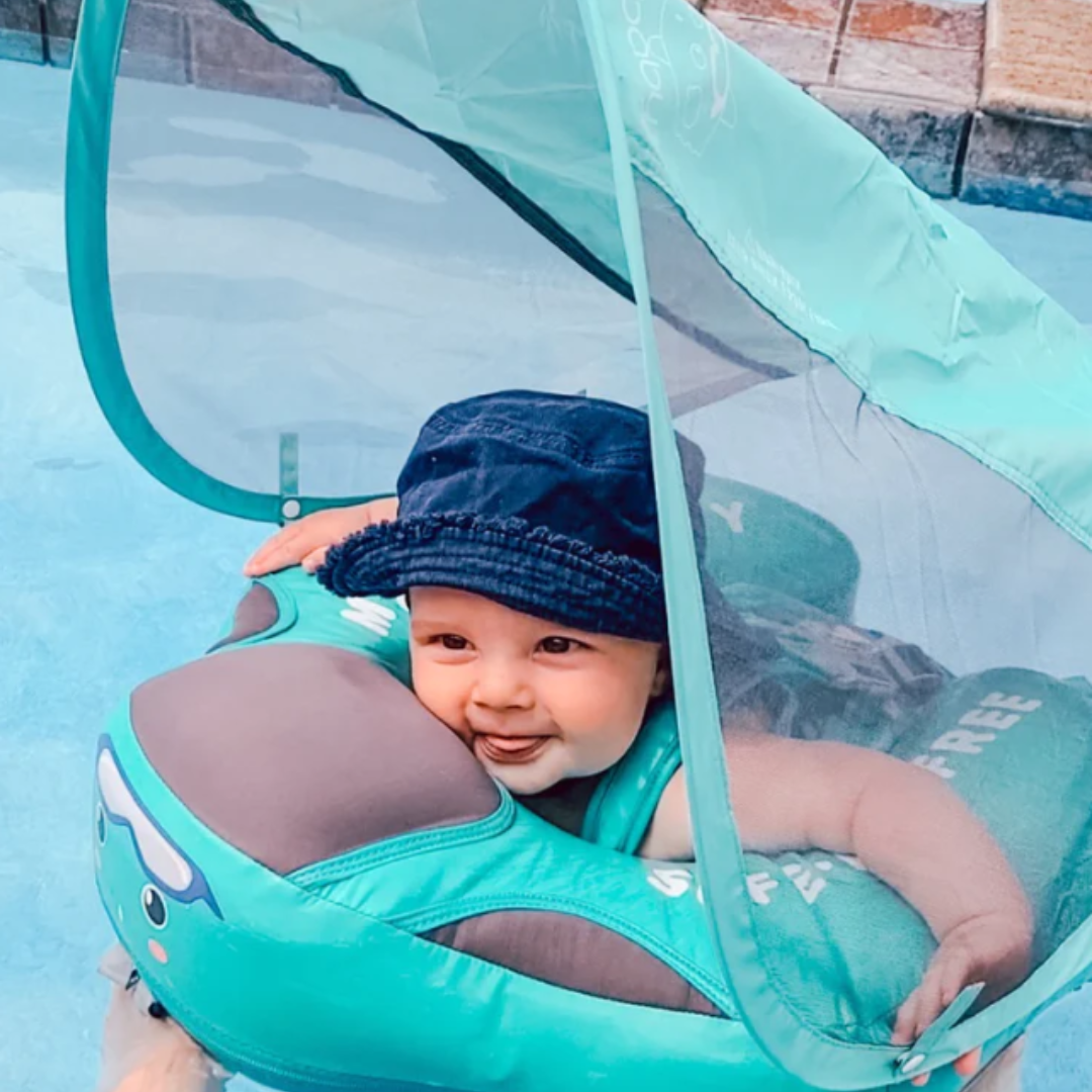 Baby Zwemband met UV‑Luifel en Comfortabele Ondersteuning