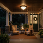 Buitenplafondlamp van Aluminium en Glas voor Veranda, Terras en Entree