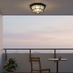 Buitenplafondlamp van Aluminium en Glas voor Veranda, Terras en Entree