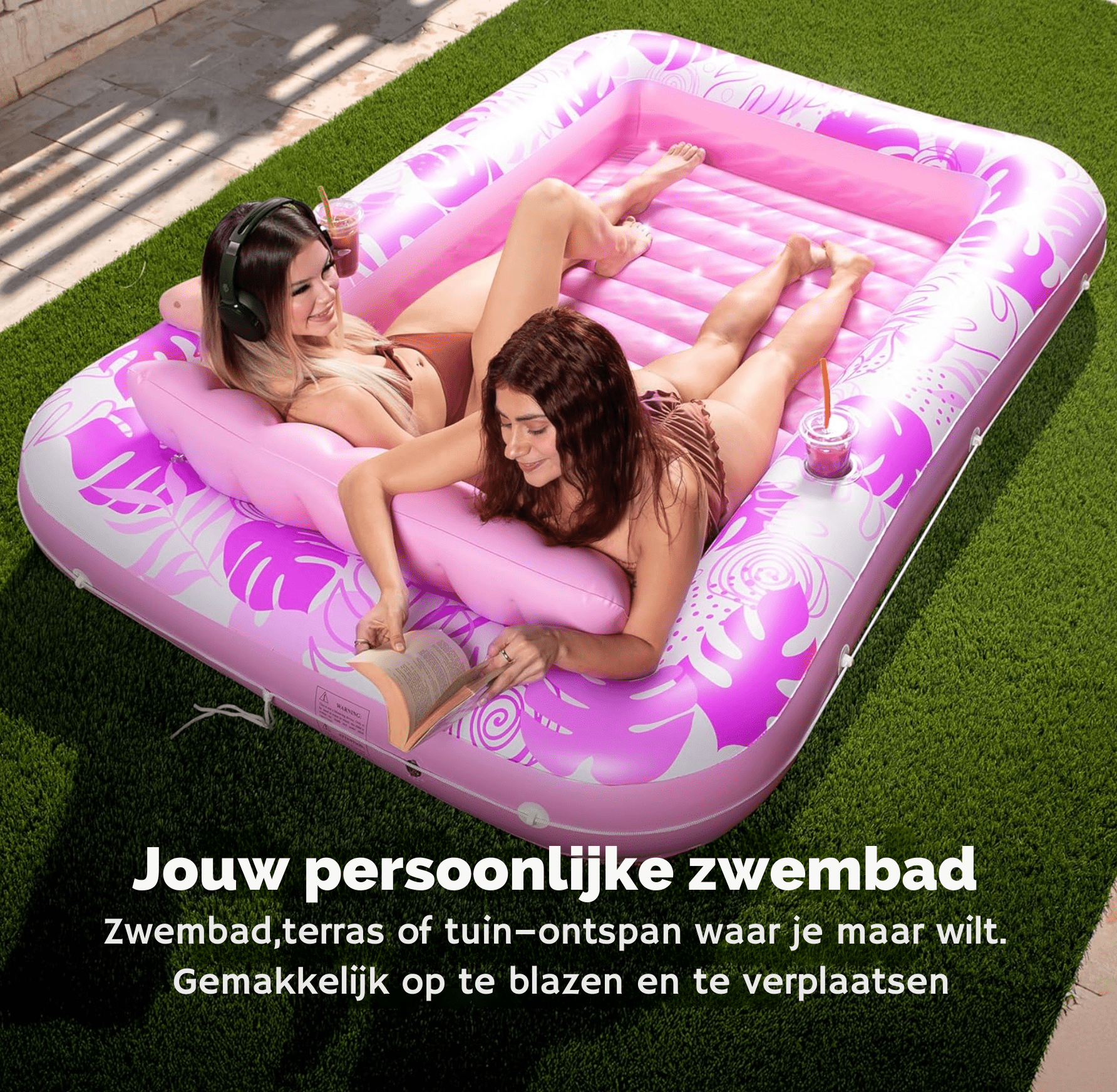 Opblaasbaar Loungebed en Zwembad met Waterfunctie voor Buiten