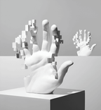Abstrakt mosaik håndfigur i resin – moderne kunst dekoration