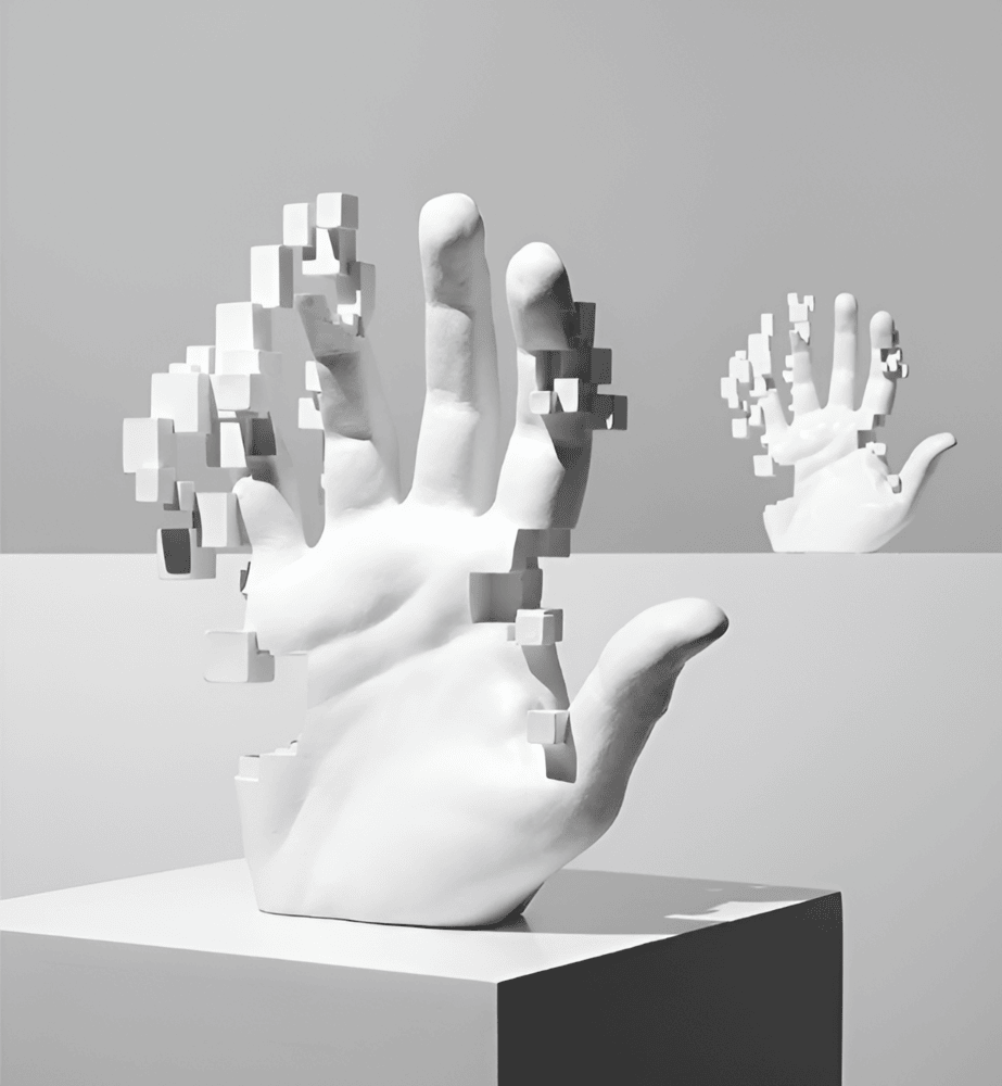 Abstrakt mosaik håndfigur i resin – moderne kunst dekoration