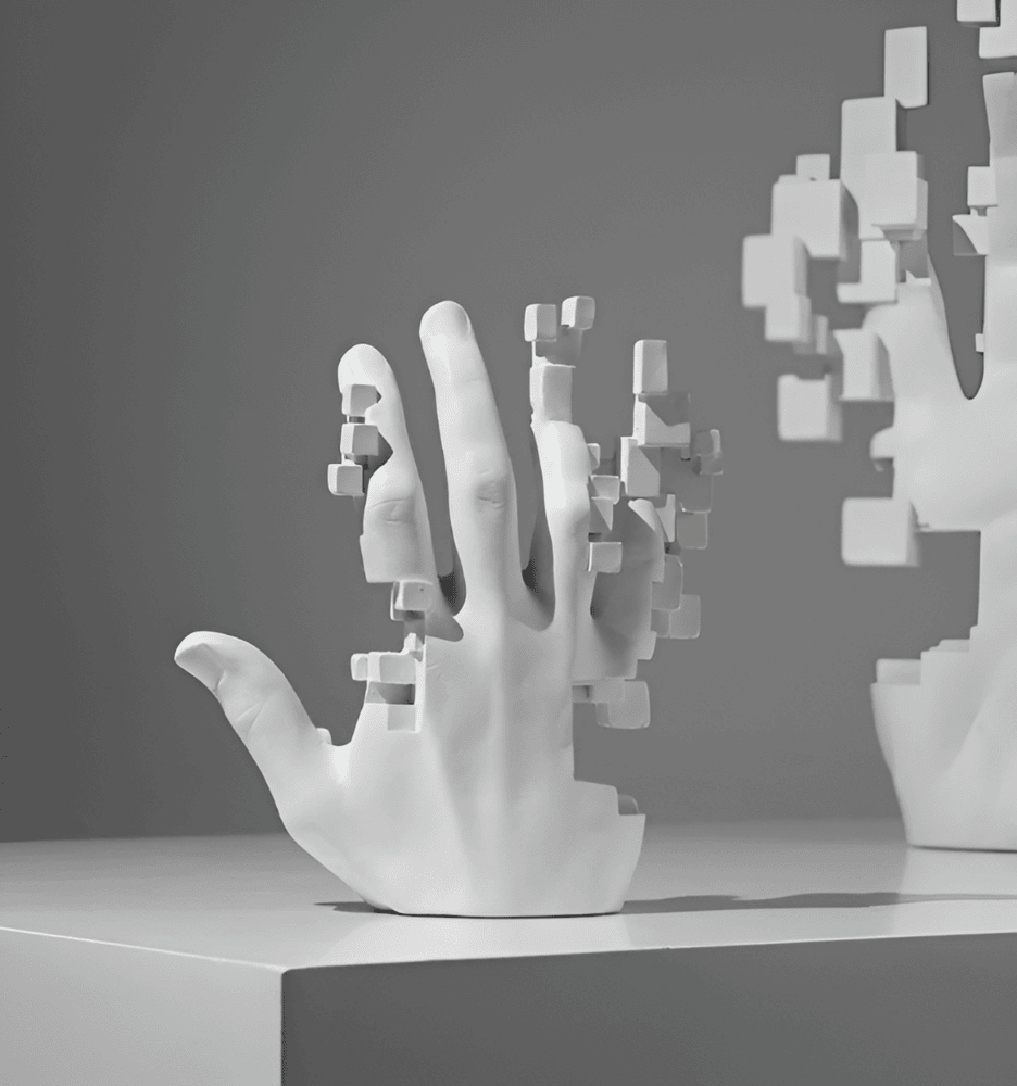 Abstrakt mosaik håndfigur i resin – moderne kunst dekoration