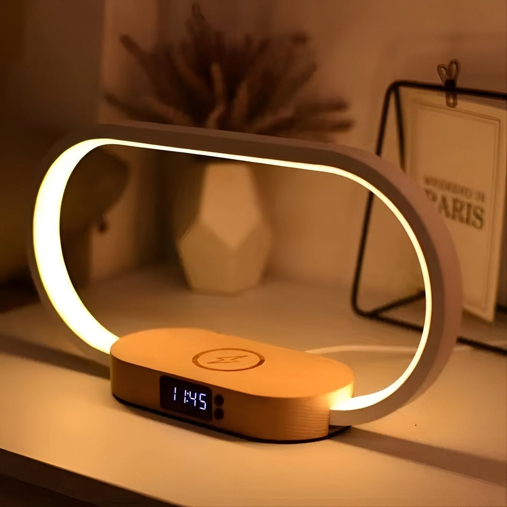 LED Tafellamp met Draadloze Oplader en Digitaal Display voor het Nachtkastje