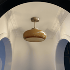 Retro Plafondlamp met Glazen Kap en Messing Afwerking voor een Warm Interieur