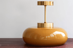 Retro Plafondlamp met Glazen Kap en Messing Afwerking voor een Warm Interieur