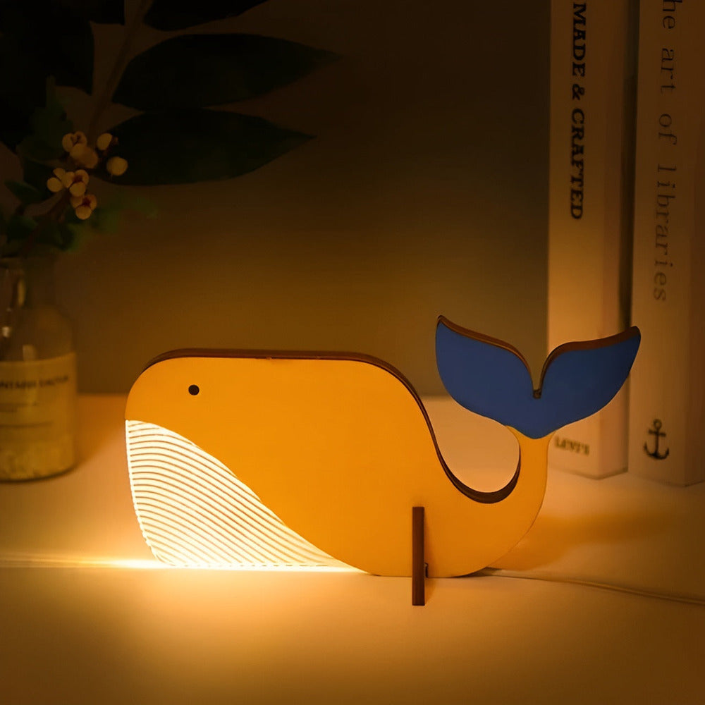 Houten LED Nachtlamp met Dierenmotief en Touchbediening voor de Kinderkamer