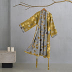 Katoenen Kimono Badjas Met Zachte Stof En Elegant Bladmotief