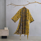 Katoenen Kimono Badjas Met Zachte Stof En Elegant Bladmotief