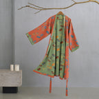 Katoenen Kimono Badjas Met Zachte Stof En Elegant Bladmotief