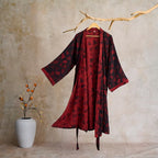 Katoenen Kimono Badjas Met Zachte Stof En Elegant Bladmotief
