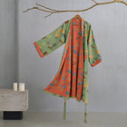 Katoenen Kimono Badjas Met Zachte Stof En Elegant Bladmotief