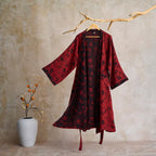 Katoenen Kimono Badjas Met Zachte Stof En Elegant Bladmotief