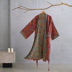 Katoenen Kimono Badjas Met Zachte Stof En Elegant Bladmotief