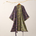 Katoenen Kimono Badjas Met Zachte Stof En Elegant Bladmotief