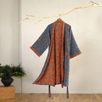Katoenen Kimono Badjas Met Zachte Stof En Elegant Bladmotief