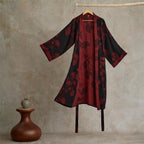 Kimono Badjas Met Zachte Stof En Omkeerbaar Bladmotief