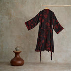 Kimono Badjas Met Zachte Stof En Omkeerbaar Bladmotief