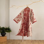 Kimono Badjas Met Zachte Stof En Omkeerbaar Bladmotief
