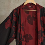 Kimono Badjas Met Zachte Stof En Omkeerbaar Bladmotief