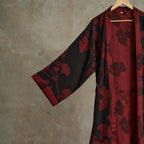 Kimono Badjas Met Zachte Stof En Omkeerbaar Bladmotief