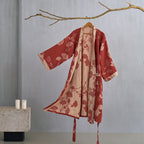 Kimono Badjas Met Zachte Stof En Omkeerbaar Bladmotief