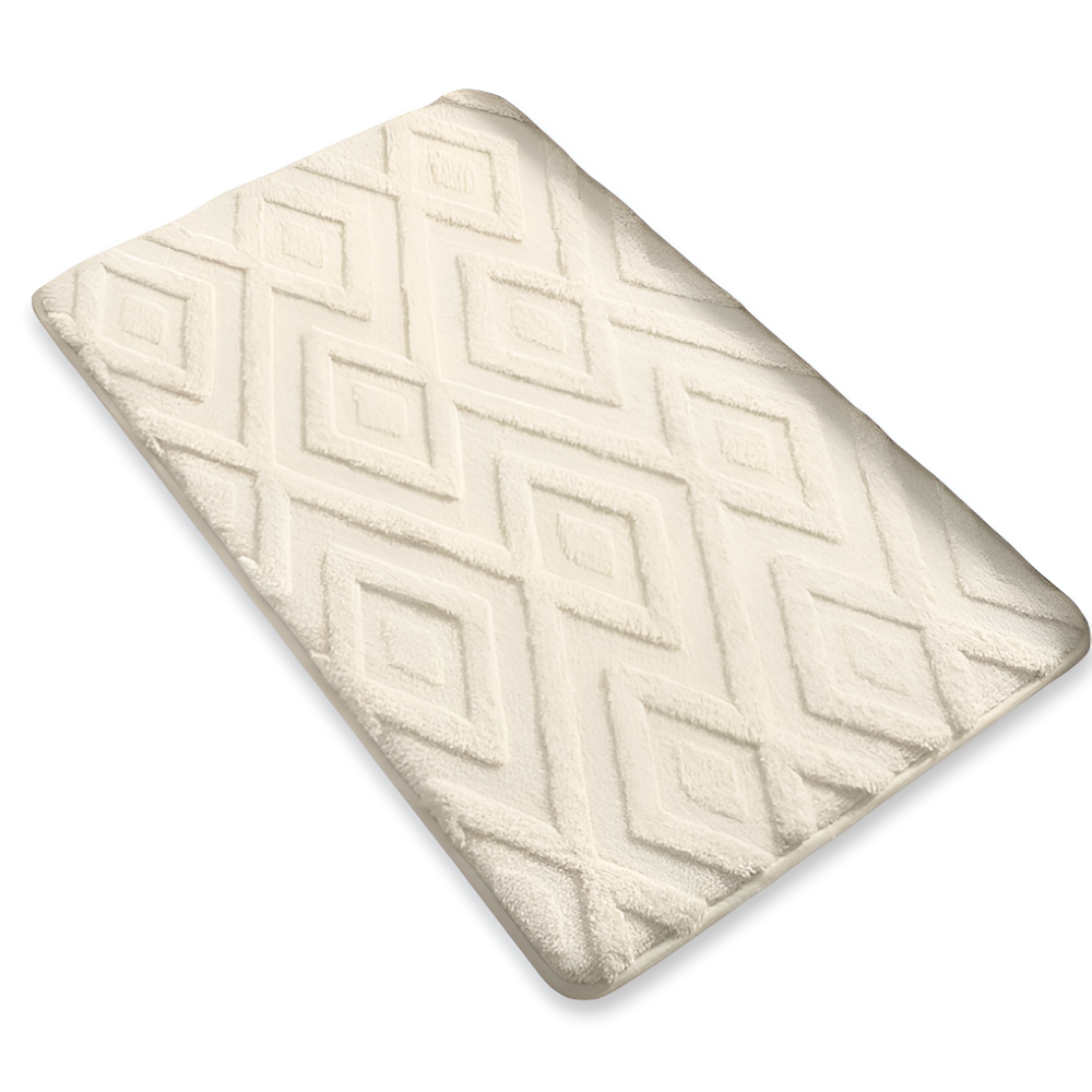 Extra Zachte Microvezel Badmat met Diamantpatroon en Antislip Onderzijde