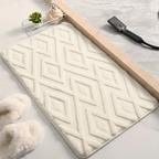 Extra Zachte Microvezel Badmat met Diamantpatroon en Antislip Onderzijde