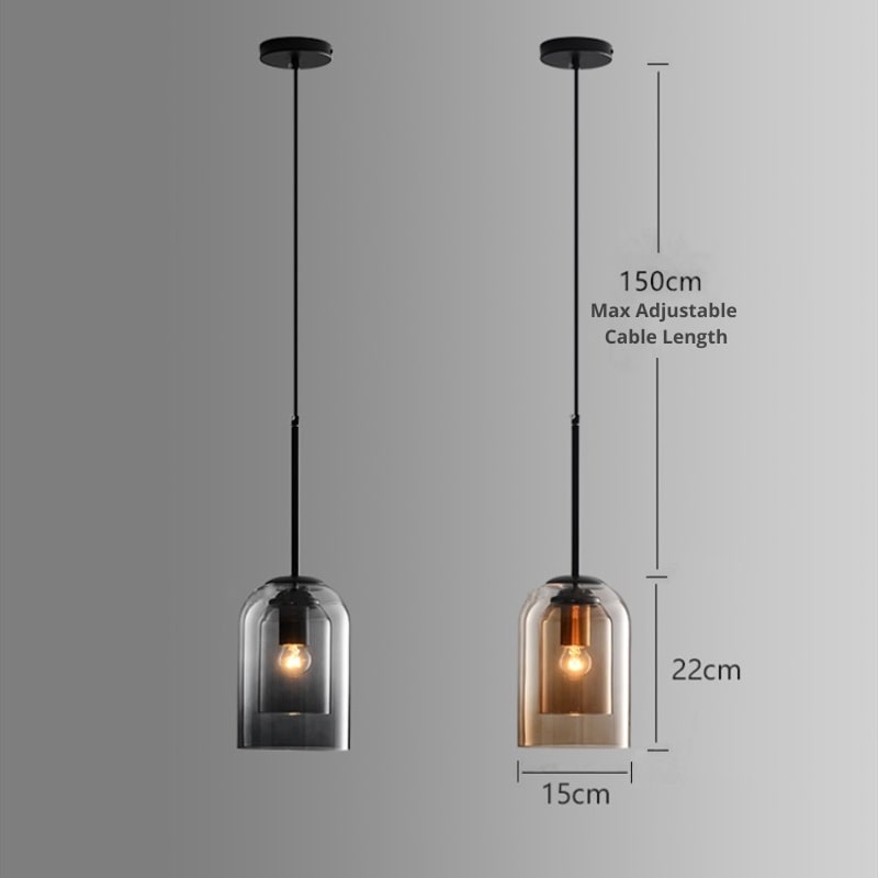 Glazen Hanglamp met Moderne Vorm en Sfeervolle Binnenverlichting