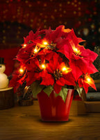 Poinsettia Decorstuk met Dieprode Bladstructuur voor Warme Feestsfeer