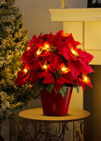 Poinsettia Decorstuk met Dieprode Bladstructuur voor Warme Feestsfeer