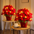 Poinsettia Decorstuk met Dieprode Bladstructuur voor Warme Feestsfeer