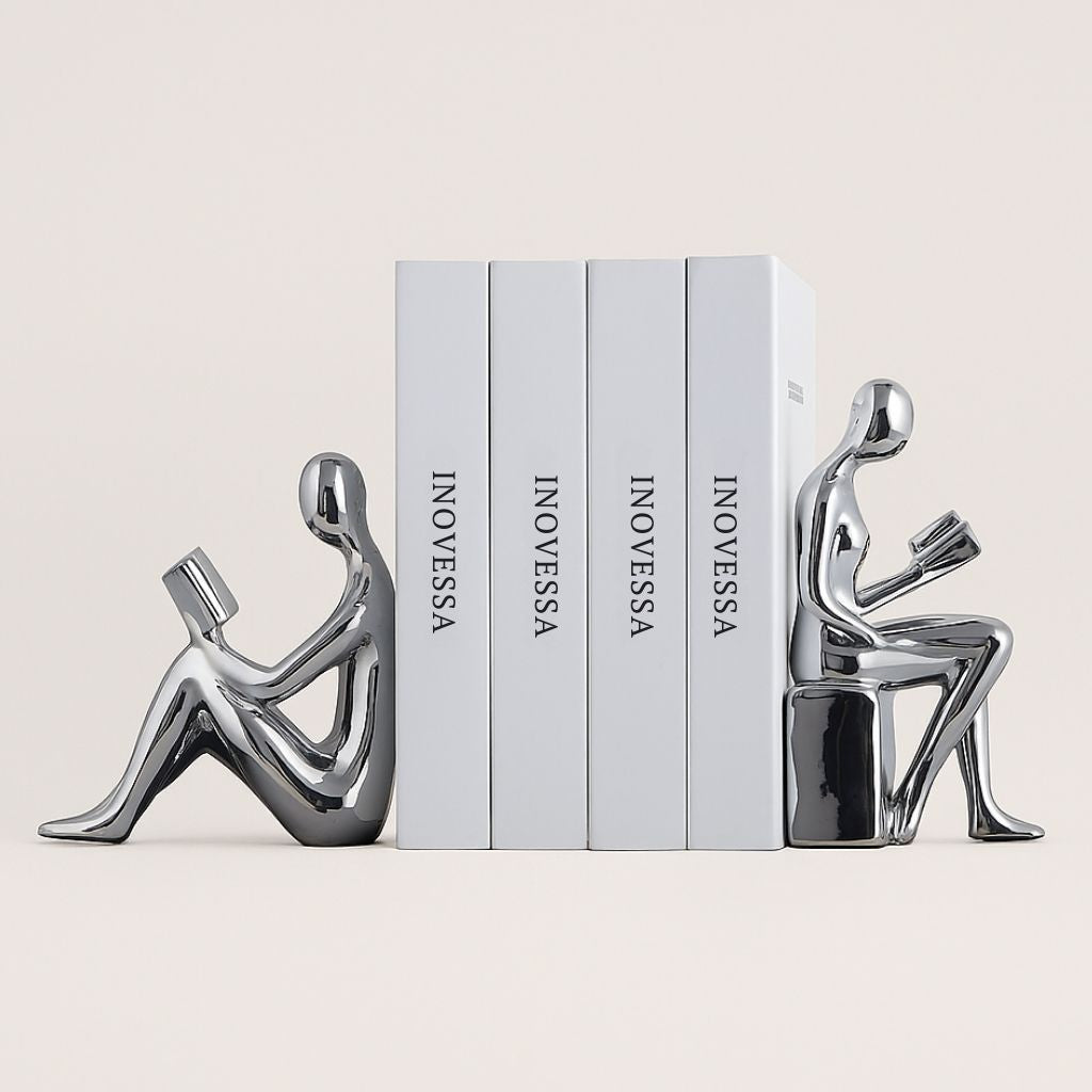 Boekensteun Set Met Keramische Sculpturen En Stevige Verzwaarde Basis