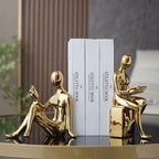 Boekensteun Set Met Keramische Sculpturen En Stevige Verzwaarde Basis