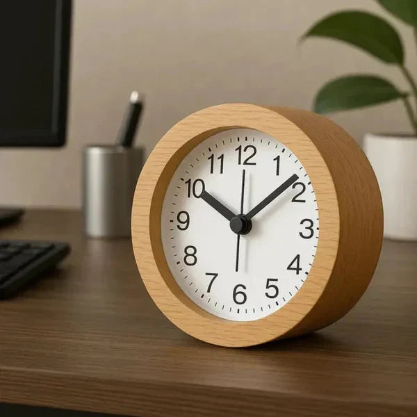 Wekker van Beukenhout met Nachtlicht en Snoozefunctie voor Slaapkamer