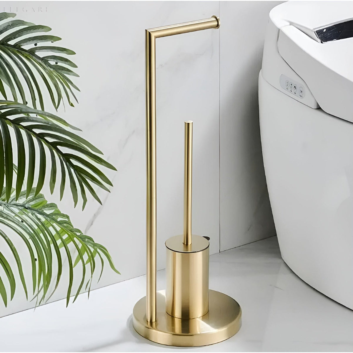 Toiletrolhouder Met Geïntegreerde Borstel En Compacte Badkamerconstructie