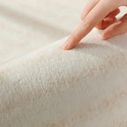 Crèmekleurig Gestreept Vloerkleed met Pluizige Structuur