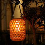 Rattan Buitenlamp Met Solenergie En Automatische Schemerverlichting