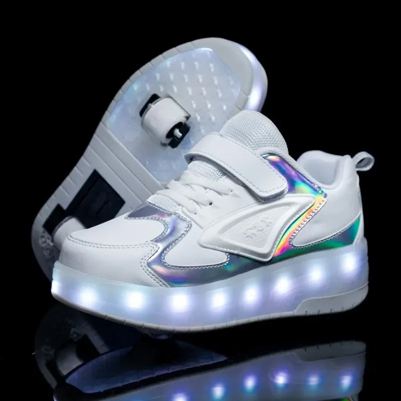 Kindersneakers Met LED Verlichting En Ingebouwde Wieltjes