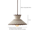Handbeschilderde keramische hanglamp met koperen details