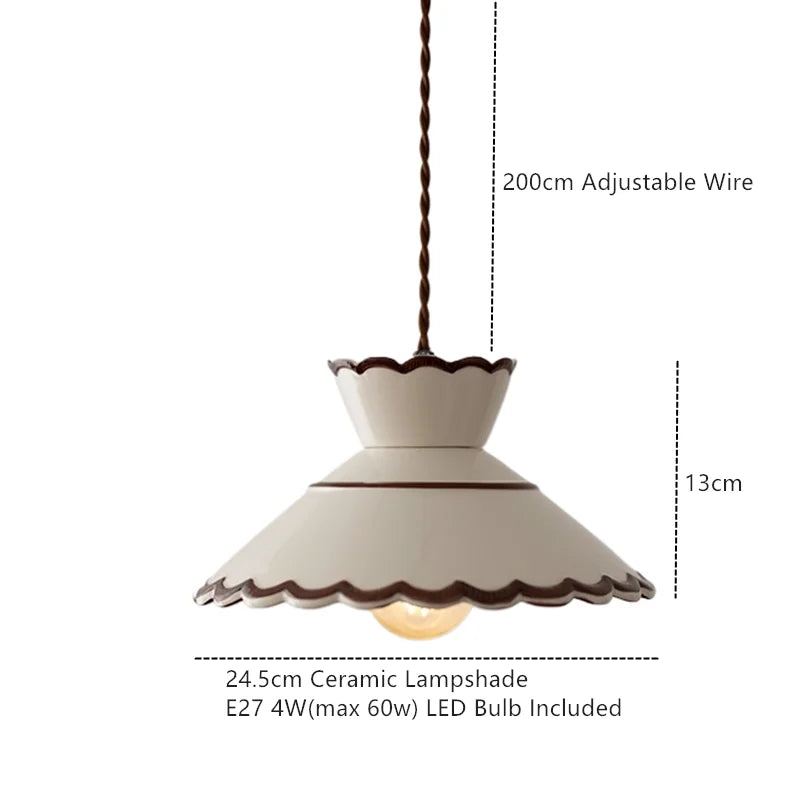 Handbeschilderde keramische hanglamp met koperen details