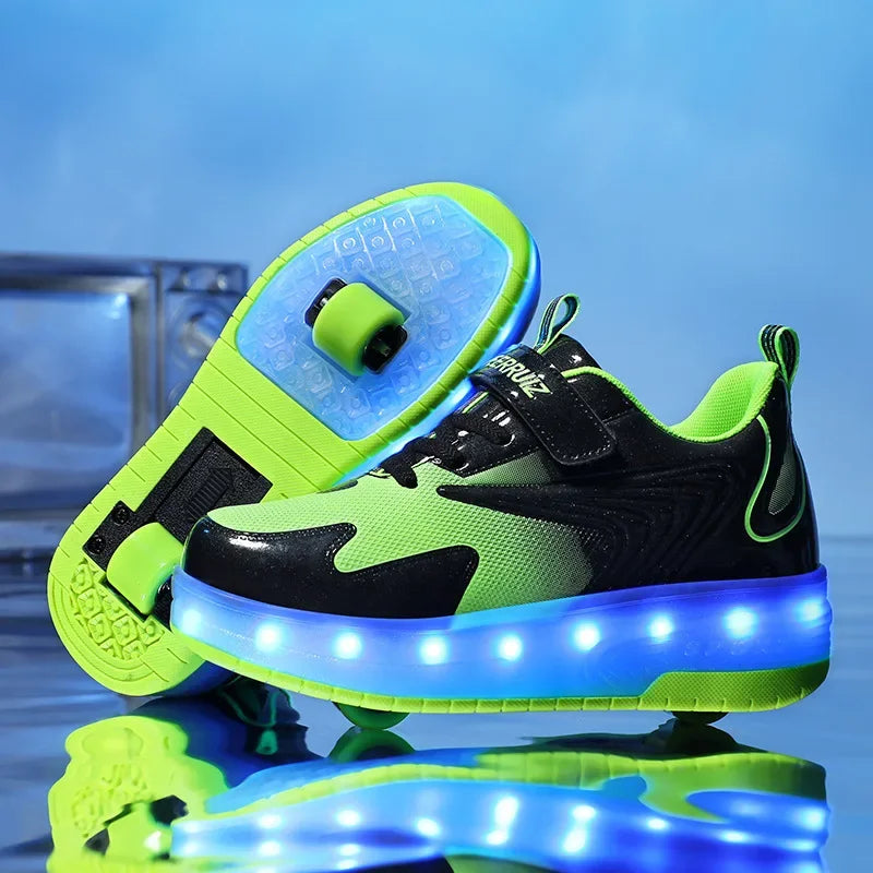 Kindersneakers Met LED Verlichting En Ingebouwde Wieltjes